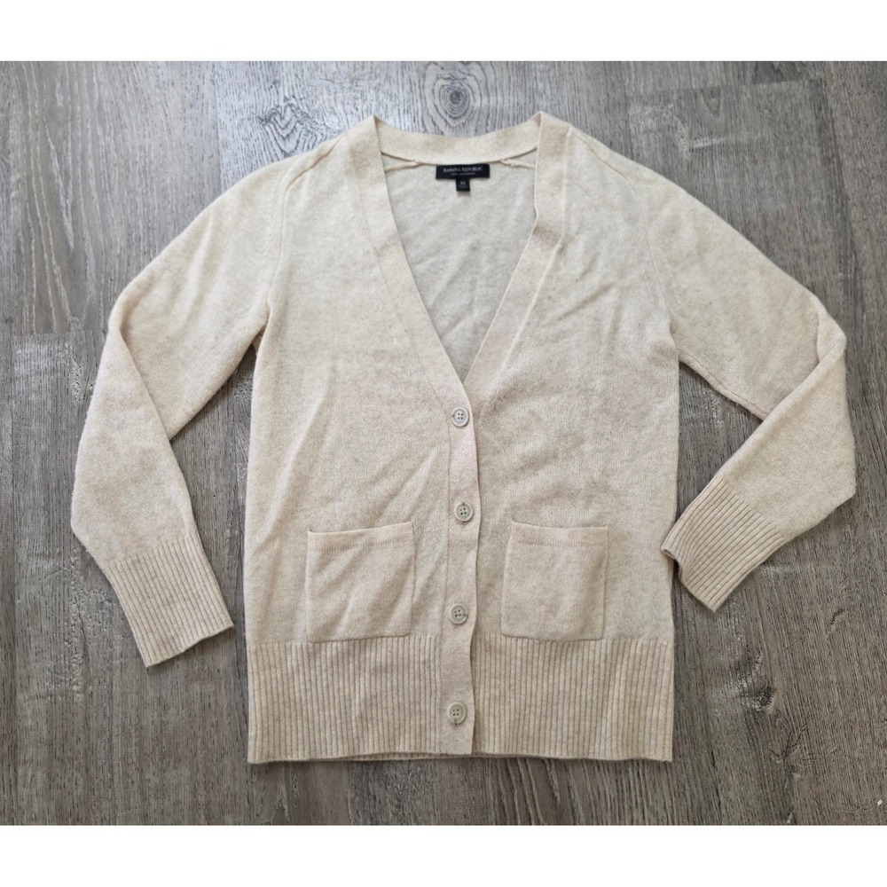 Banana Republic 100% Cashmere Womens Cardigan Women Size XS Beige